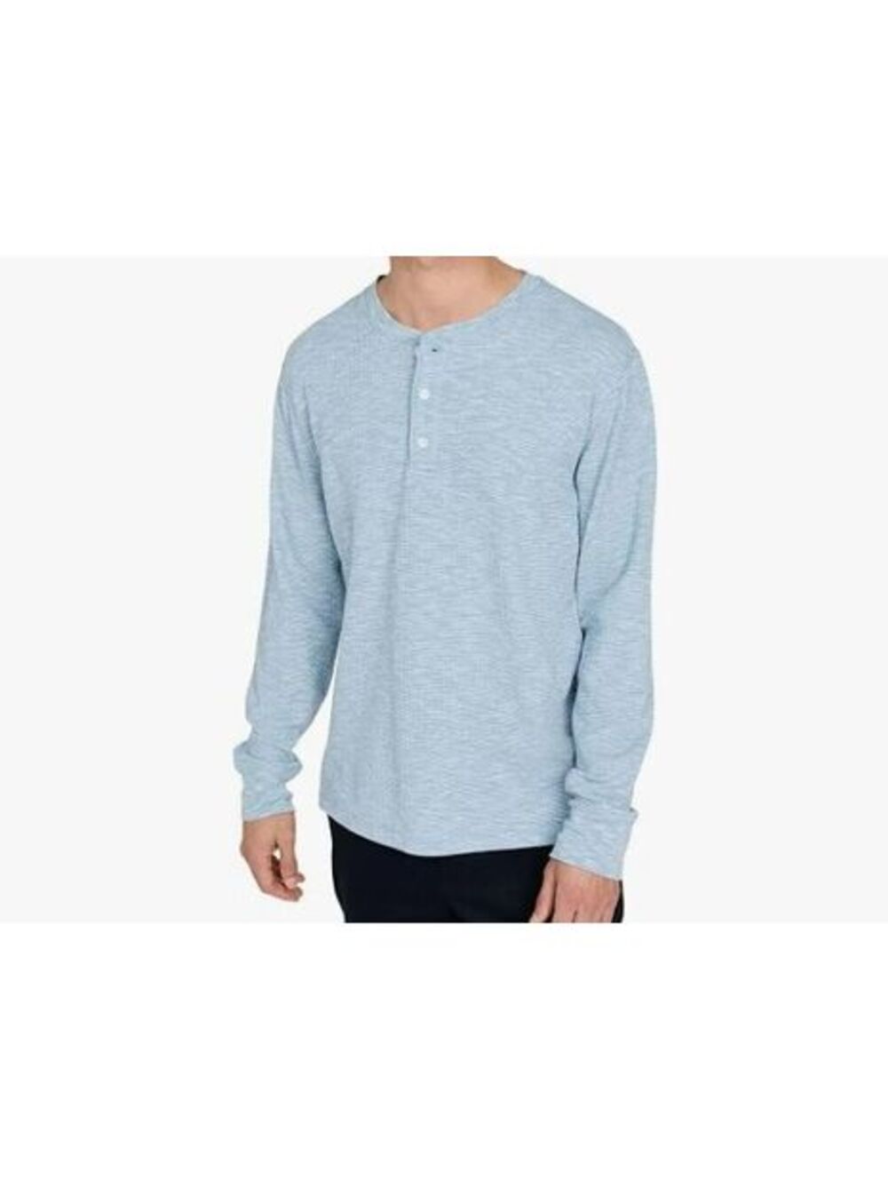Vince Termal Henley waffle knit sky blue